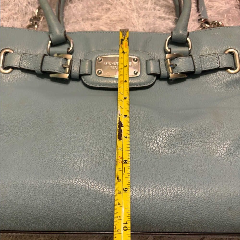 Michael Kors Hamilton Powder Blue Leather Top Handle Large Tote Bag - Picture 6 of 12
